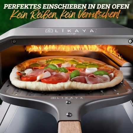 LIKAYA Łopatka do pizzy z czarnego aluminium i drewna akacjowego 32x32