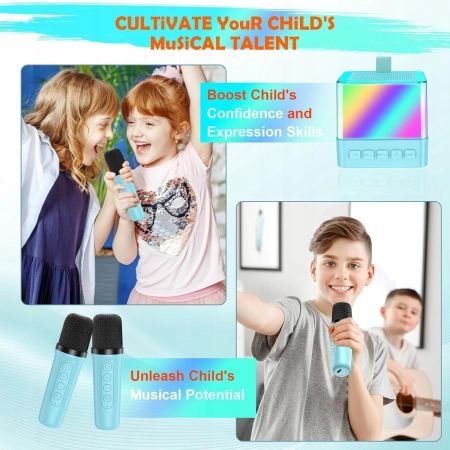 Karaoke 1 Mikrofon, dla dzieci i bezprzewodowy przenośny głośnik Bluetooth