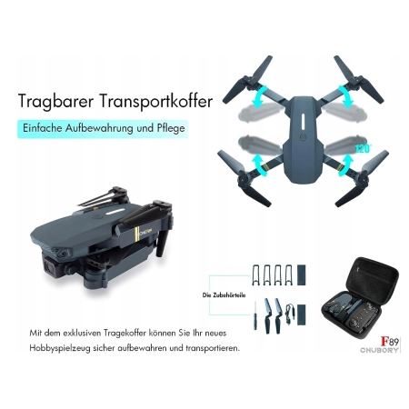 Dron CHUBORY F89 dla początkujących z kamerą , 1 bateria + walizka