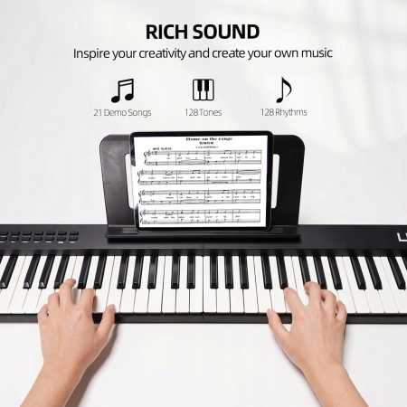 Pianino składane 88 klawiszy Lekato FP-10 Bluetooth MIDI przenośne
