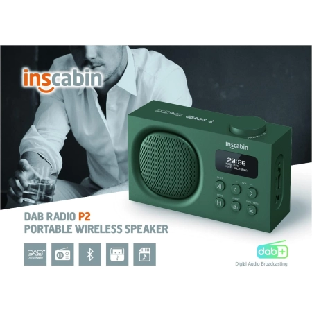 RADIO CYFROWE INSCABIN P2 DAB+ FM BLUETOOTH BUDZIK USB ZIELONE
