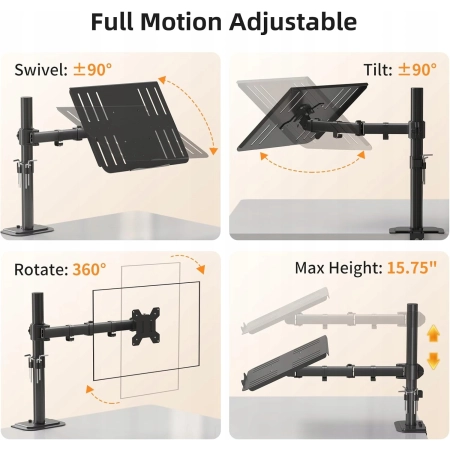 SUPTEK Regulowane Ramie Stojak Taca Na Laptop Uniwersalne 40 cm 360 stopni