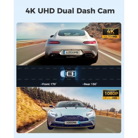 AZDOME GS63HPRO WIDEOREJESTRATOR SAMOCHODOWY 4K GPS PRZÓD TYŁ KARTA 64GB