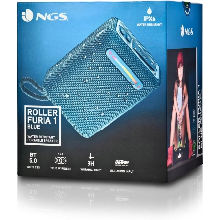 Głośnik przenośny NGS Roller Furia 1 niebieski 15W Bluetooth wodoodporny