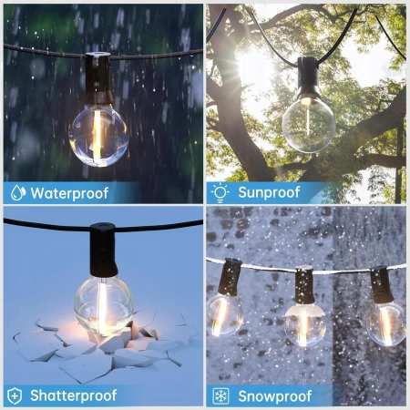 Lampki LED do użytku na zewnątrz, 10m żarówka x25 + 3 zapasowe G40 IP44