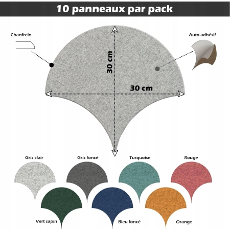 Panel ścienny akustyczny 30 x 30 x 1 cm, opakowanie 10 szt. - samoprzylepny