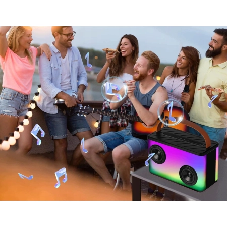 Zestaw karaoke BONAOK K20 mikrofon Bluetooth z głośnikiem i lampkami