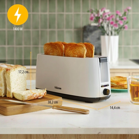 Tristar BR-1057 Toster długoszczelinowy 1400W 7 poziomów biel