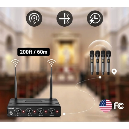TONOR TW360 System Mikrofonów Bezprzewodowych, 4 mikrofony