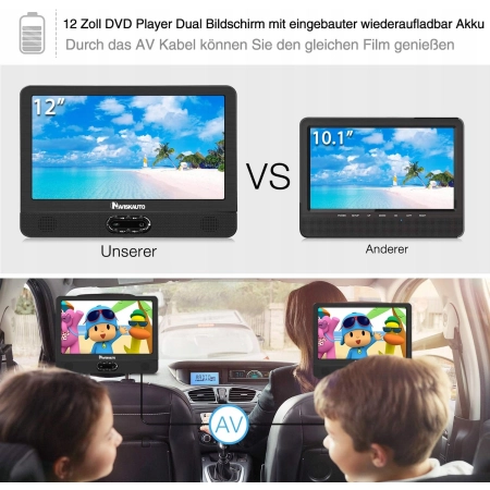 NAVISKAUTO VN1251-N1 Samochodowy odtwarzacz DVD 12 cali, LCD