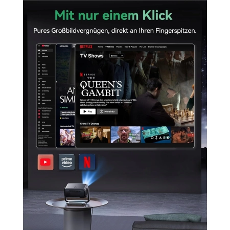 Projektor 4K AUBOR MENTECH WiFi Bluetooth 1200ANSI 200” FullHD SmartTV