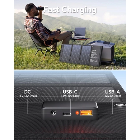 WASTDE Panel solarny 30W wodoodporn ładowarka USB do telefonu LED przenośny