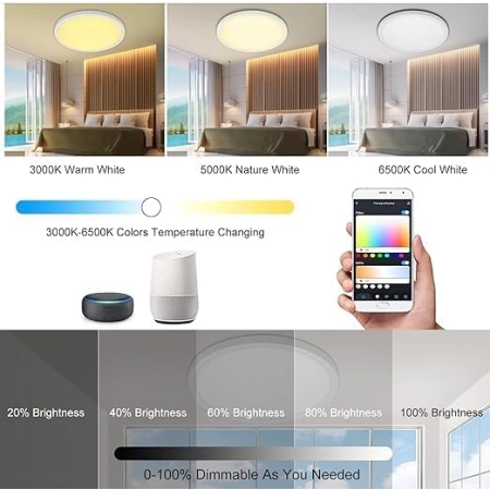 Plafon ścienny sufitowy LED 24W 2400LM zmieniająca kolor oprawa RGB NEOGLIN