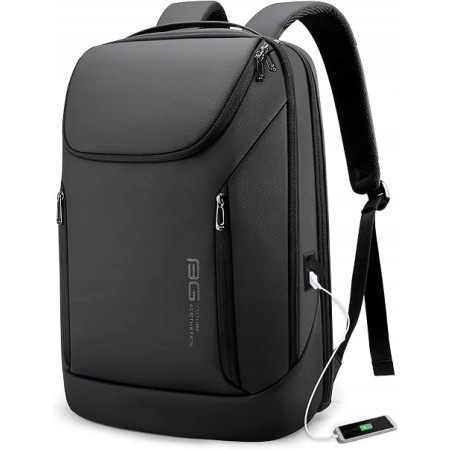 BANGE Plecak Biznesowy Wodoodporny Na Laptop 15,6 Cal Z USB Czarny