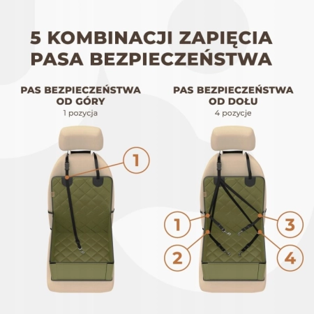 WUGLO REGULOWANY WODOODPORNY FOTELIK DLA PSA DO SAMOCHODU ROZMIAR S KHAKI