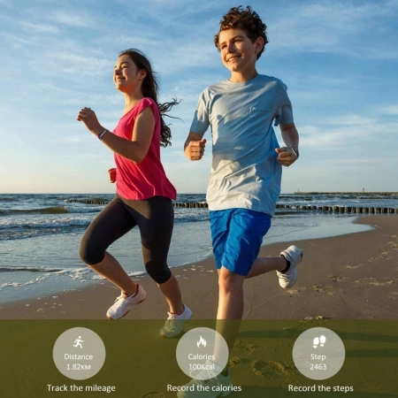 Smartwatch dziecięcy BIGGERFIVE Fitness Tracker IP68 Puls Krokomierz rożowy