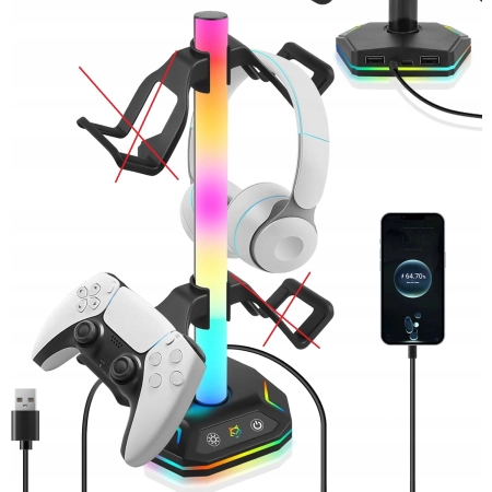 GOMETY stojak na słuchawki gamingowe RGB, tryby oświetlenia 7+1+1