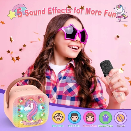 Zestaw do karaoke dla dzieci unicorn różowy brak kabla ładującego