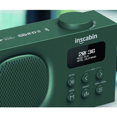 RADIO CYFROWE INSCABIN P2 DAB+ FM BLUETOOTH BUDZIK USB ZIELONE