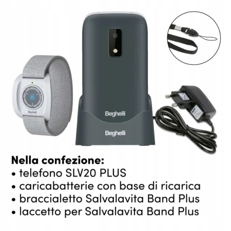 Telefon BEGHELLI SLV20 Plus + Band Plus ze stacją ładującą