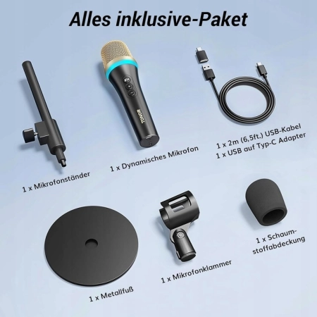 Mikrofon TONOR TD310 - profesjonalny USB do nagrań i transmisji BIAŁY + sta