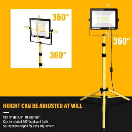 Naświetlacz LED RIGIDON 100W 10000 lm na statywie IP65 lampa robocza