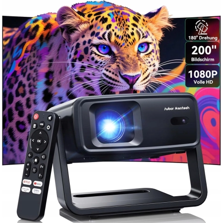 Projektor 4K AUBOR MENTECH WiFi Bluetooth 1200ANSI 200” FullHD SmartTV
