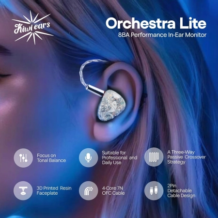 Linsoul Kiwi Ears Orchestra Lite 8BA Słuchawki dokanałowe, monitor douszny