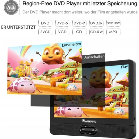 NAVISKAUTO VN1251-N1 Samochodowy odtwarzacz DVD 12 cali, LCD
