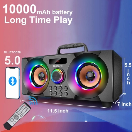 Przenośny glosnik Bluetooth z subwooferem Bluetooth 5.0 BabYOUNG A77 LED