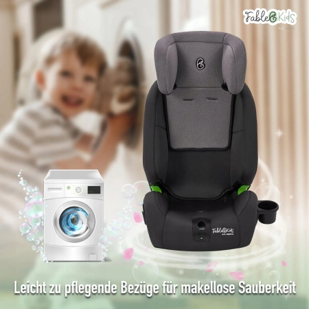 FableKids NALA fotelik samochodowy szary | Isofix, i-Size 76-150 cm, 3-punk