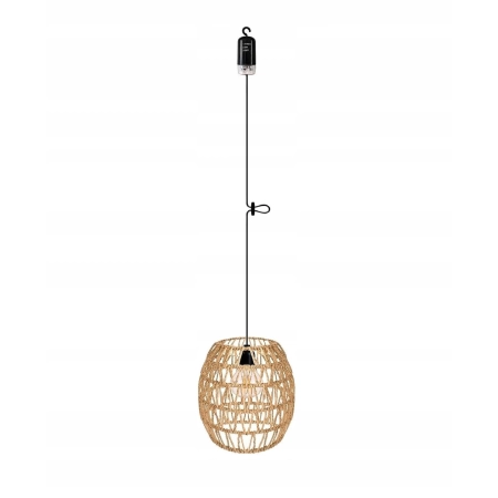 EcoGo Rattanowa lampa wisząca z baterią Boho do ogrodu i wnętrz
