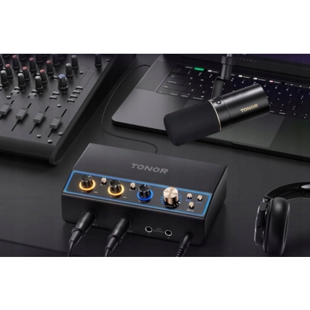 TONOR TX510 mikser mikrofonowy interfejs audio streaming USB 2x2 Jack/XLR