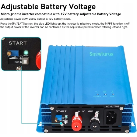 Snowtaros Falownik solarny 500 W, DC16 V-28 V, MPPT czysty sinus AC 230 V