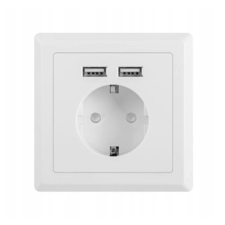Gniazdko elektryczne podtynkowe z 2 portami USB-A 2.1A Brandson Equipment