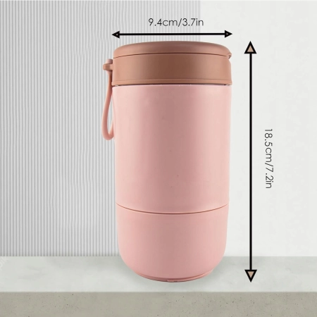 DELICIOUS Izolowany szczelny Lunchbox z łyżeczką, różowy, 2 piętra