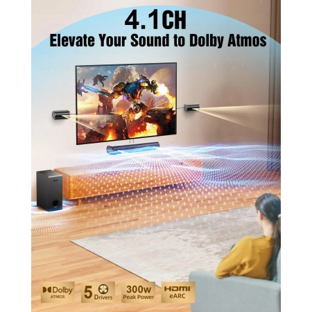 Soundbar HIWILL A41 Dolby Atmos 300 W 4.1CH Bluetooth Głośnik Do Telewizora