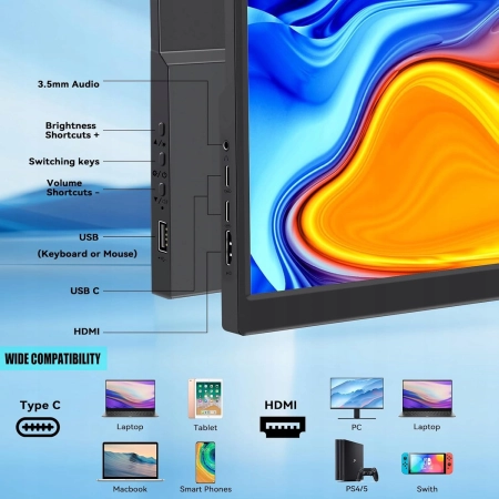 KENOWA Monitor Dotykowy 14 Cali 1920x1200 IPS 16:10, HDMI