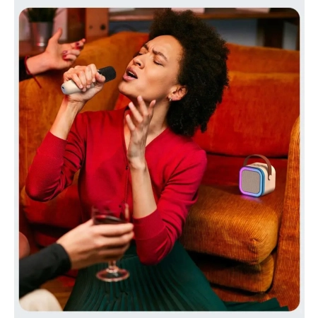 PRZENOŚNY ZESTAW KARAOKE GŁOŚNIK RGB MIKROFON USB MINI JACK BLUETOOTH K12
