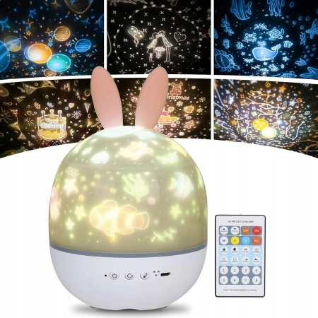 URAQT Projektor Gwiazd z Muzyką, Lampka Nocna dla Dzieci, Pilot, 360°