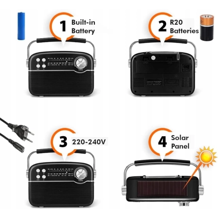 MANTA Radio FM/AM/SW z panelem słonecznym RDI916 - z Bluetooth 5.0