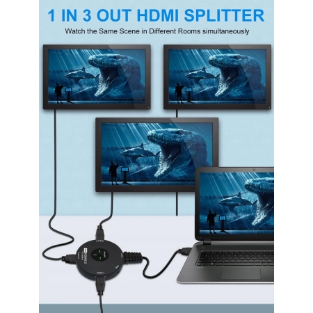 Przełącznik HDMI 4K 60Hz 3 wejścia 1 wyjście splitter HDMI 3-portowy