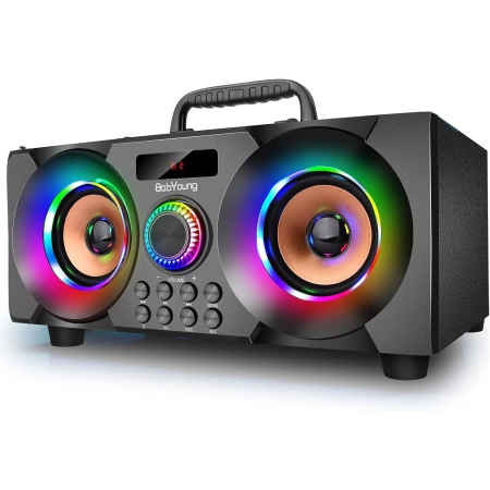 Przenośny glosnik Bluetooth z subwooferem Bluetooth 5.0 BabYOUNG A77 LED