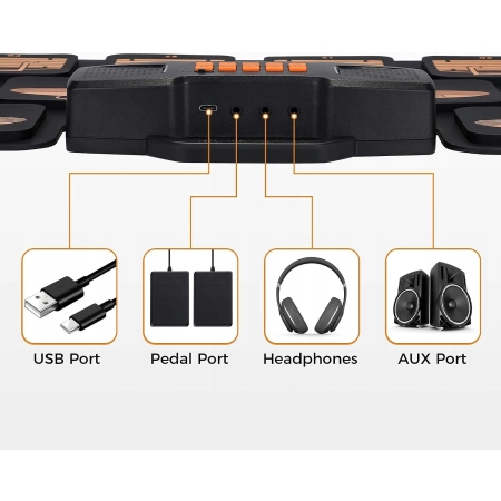 Asmuse przenośny elektroniczny zestaw perkusyjny E-Drum, 2000 mAh