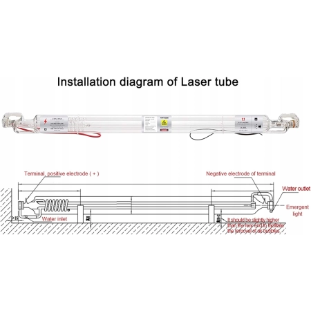 Tuba laserowa CO2 TEN-HIGH 40W 700 mm śr. 50mm, do grawerowania laserowego