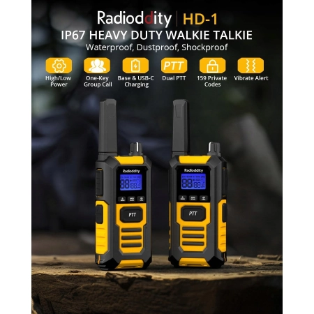 Radioddity HD-1 krótkofalówka IP67 wodoodporna wytrzymała PMR
