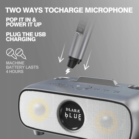 DLARA SD-136 PRO Karaoke Bluetooth z 2 mikrofonami, głośnik, USB, AUX, TF