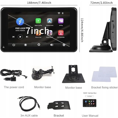 7-calowe dotykowe radio samochodowe z CarPlay, Android Auto SIXTOP