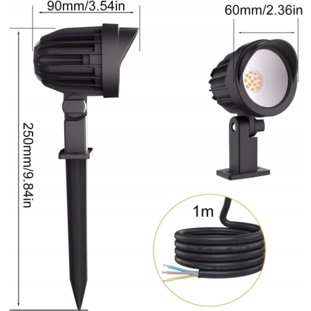 MEIKEE Zewnętrzna lampa punktowa LED 7 W lampa ogrodowa,6500K 500LM 2 szt