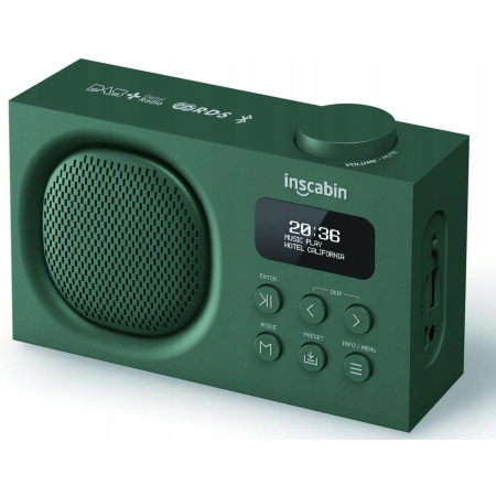 RADIO CYFROWE INSCABIN P2 DAB+ FM BLUETOOTH BUDZIK USB ZIELONE